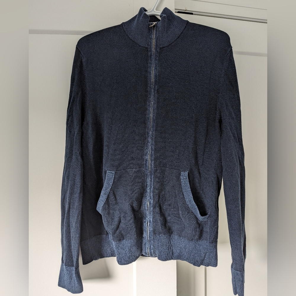 Banana Republic Men's Navy Blue Zip-Up Sweater